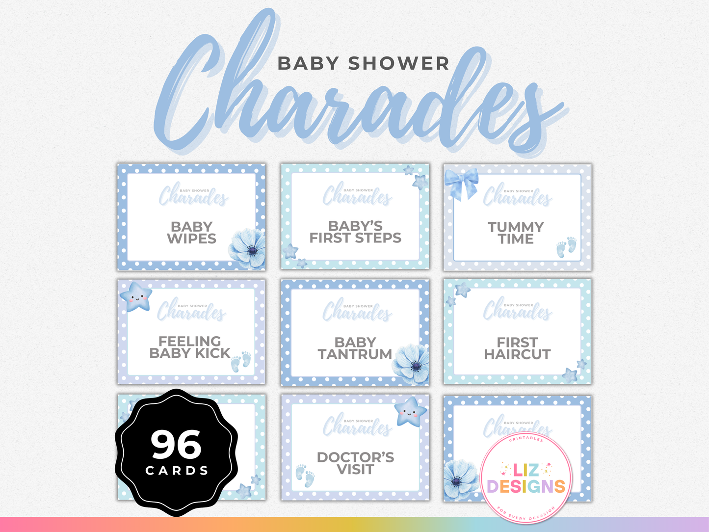 Baby Shower Charades - Blue Edition