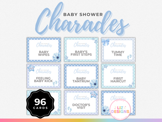 Baby Shower Charades - Blue Edition