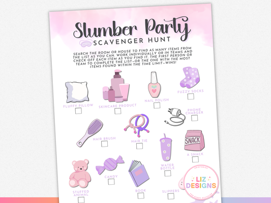 Slumber Party Scavenger Hunt