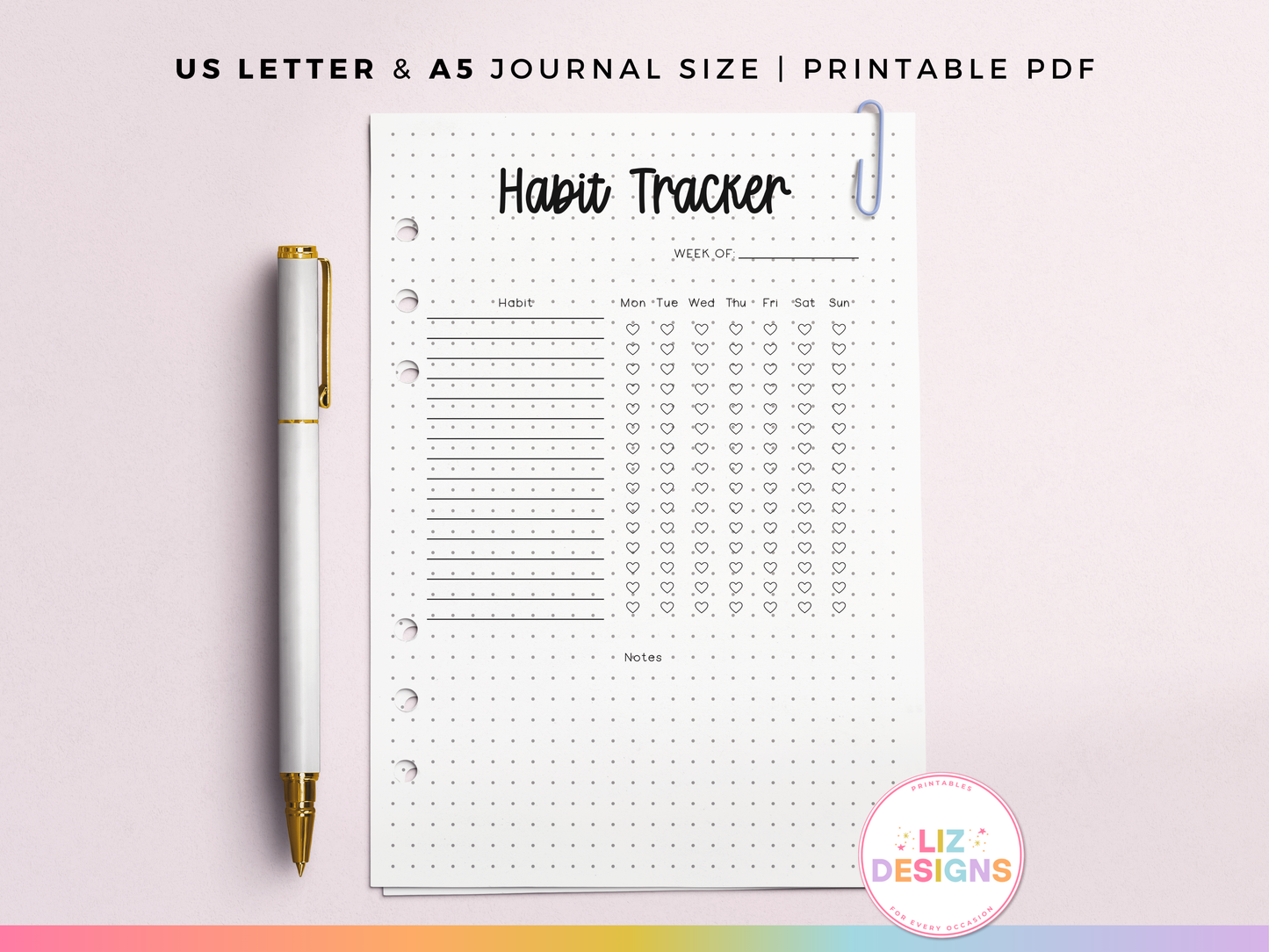 Weekly Habit Tracker (Planner Insert)