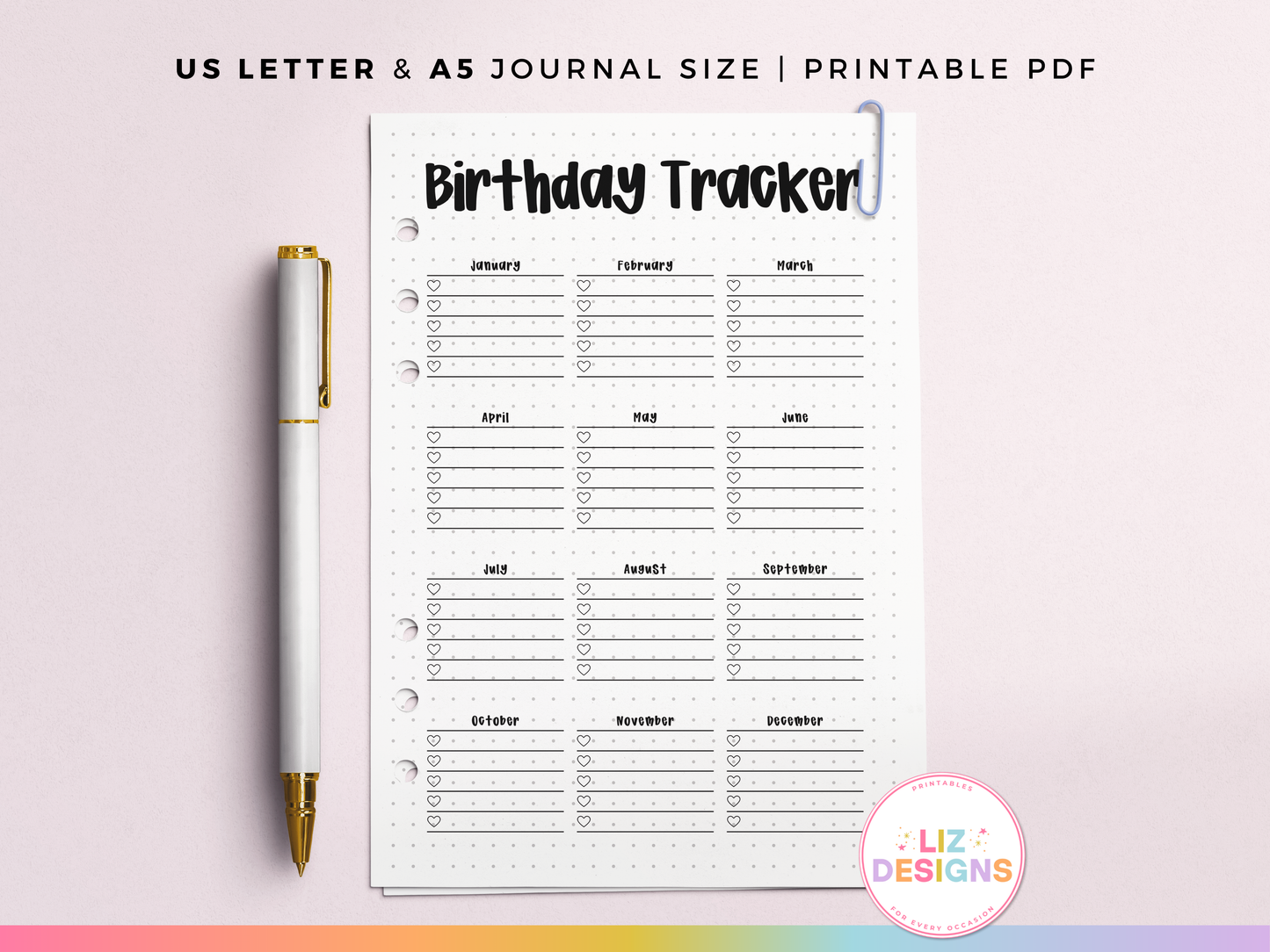 Birthday Tracker (Planner Insert)