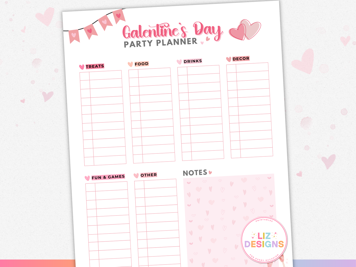 Galentine's Day Party Planner Sheet