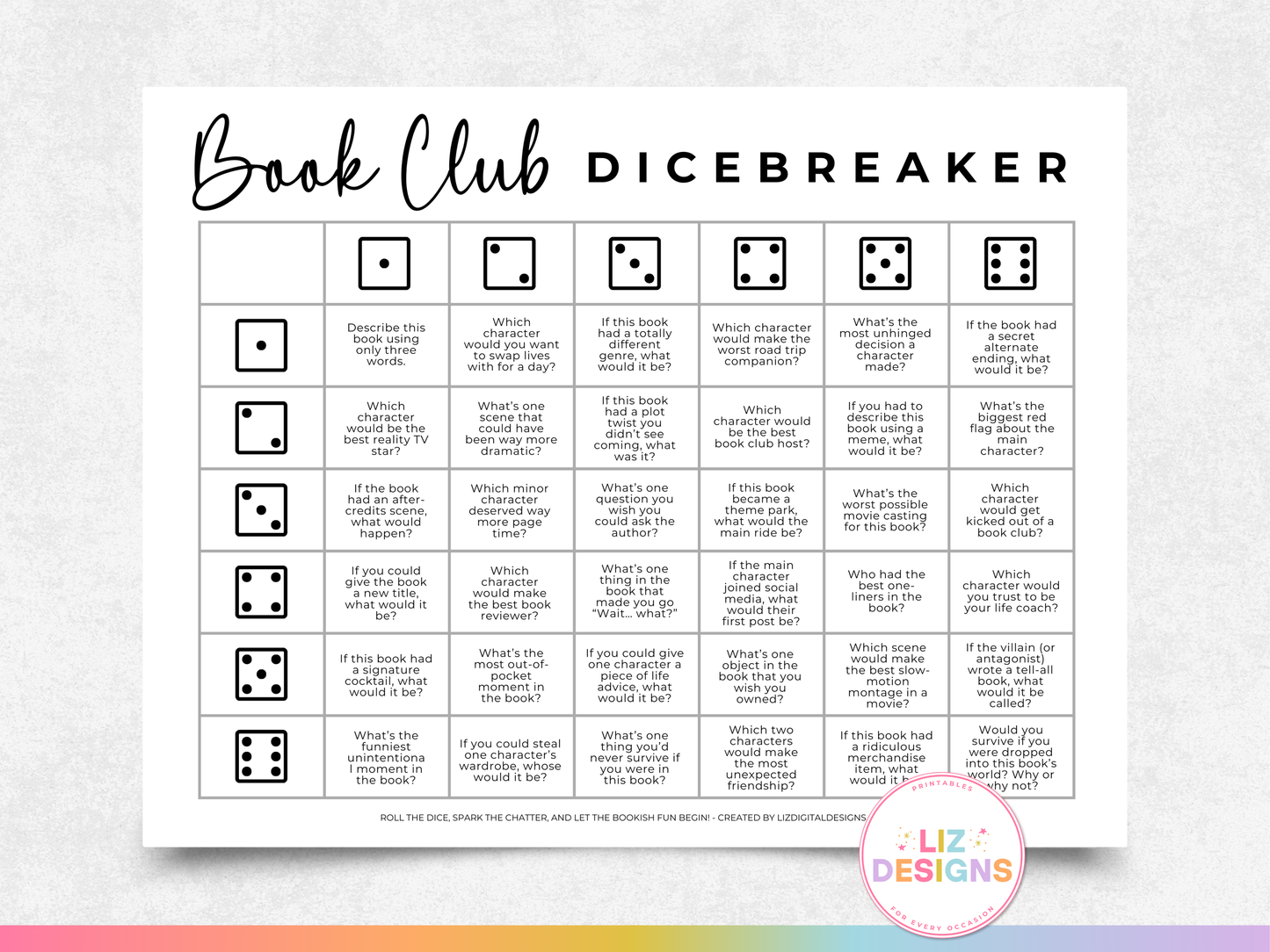 Book Club Dicebreaker