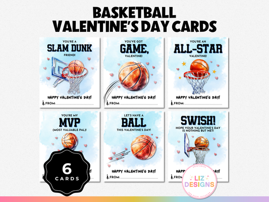 Basketball Valentine's Day Cards