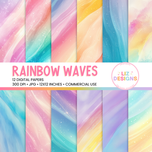 Rainbow Waves Digital Papers