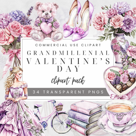 Grandmillenial Valentine's Day Clipart Pack