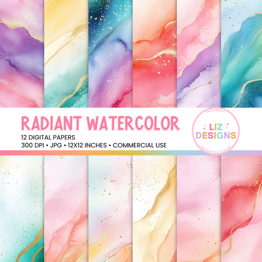 Radiant Watercolor Digital Papers