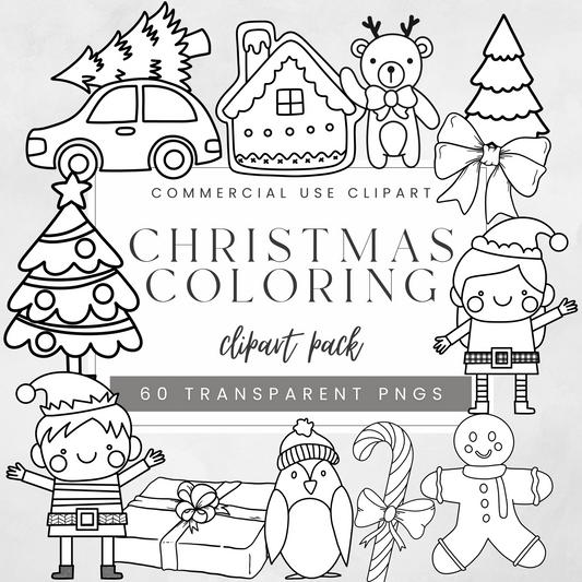 Christmas Coloring Clipart Pack