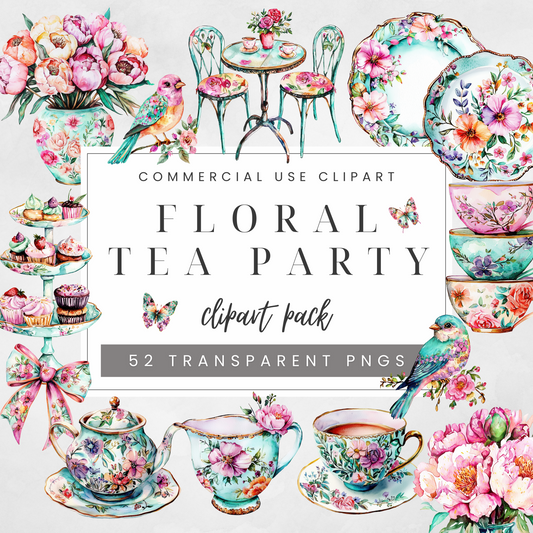 Floral Tea Party Clipart Pack