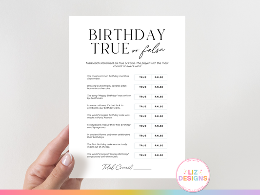 True or False - Birthday Party Edition