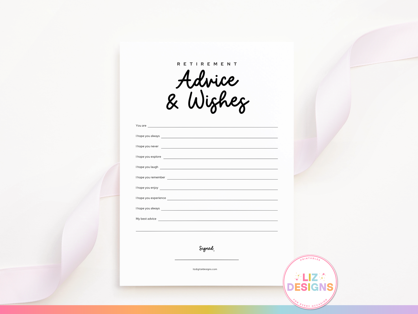Retirement Party Game - Advice & Wishes