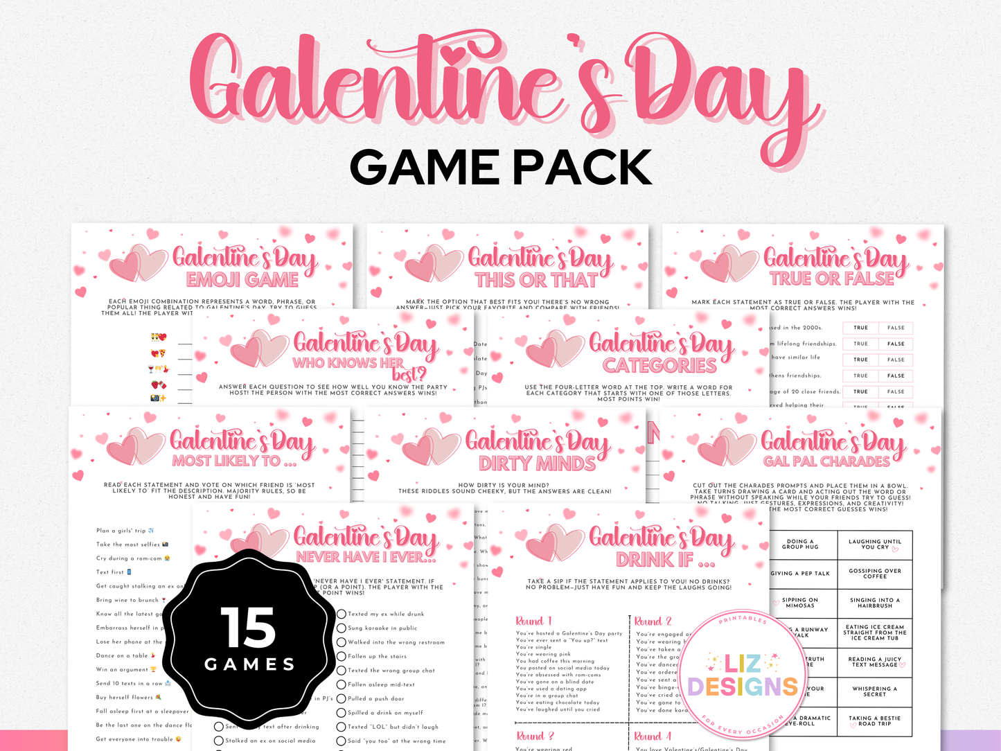 Galentine's Day Party Game Pack