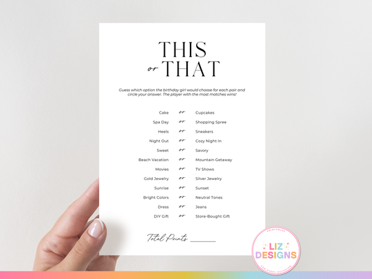 This or That - Birthday Girl Edition