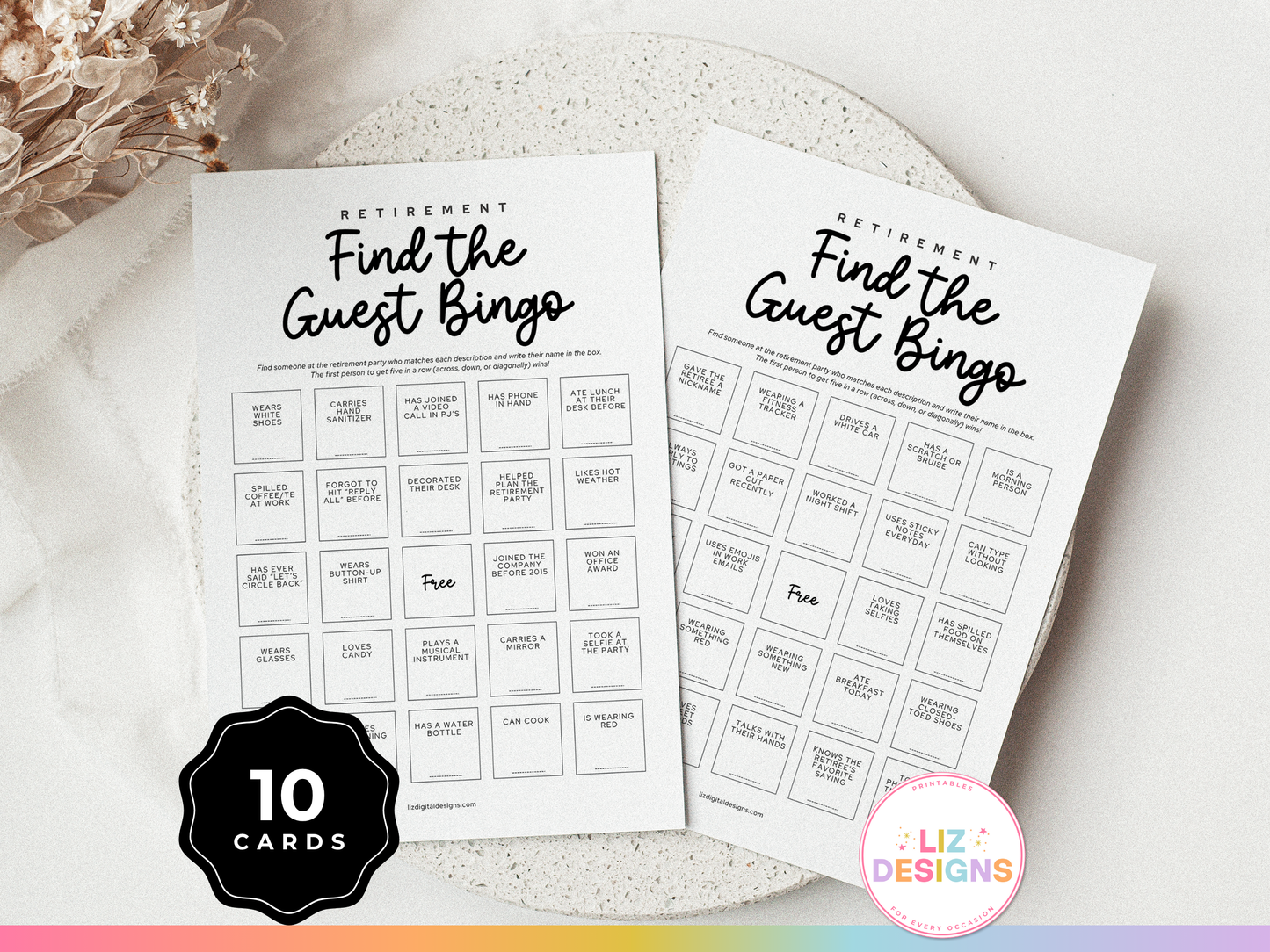 Retirement Party Game - Find the Guest Bingo