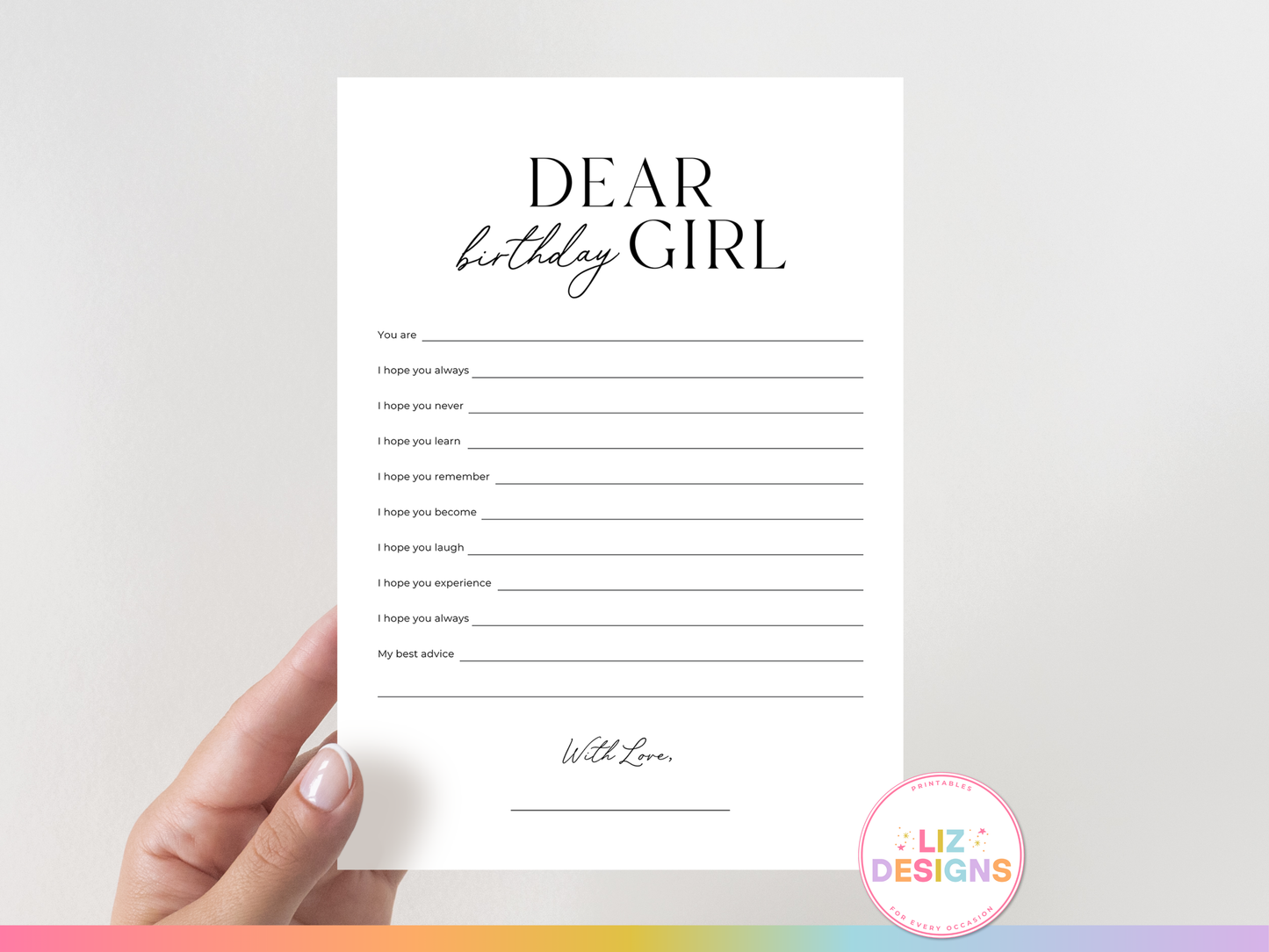 Dear Birthday Girl - Birthday Party Game