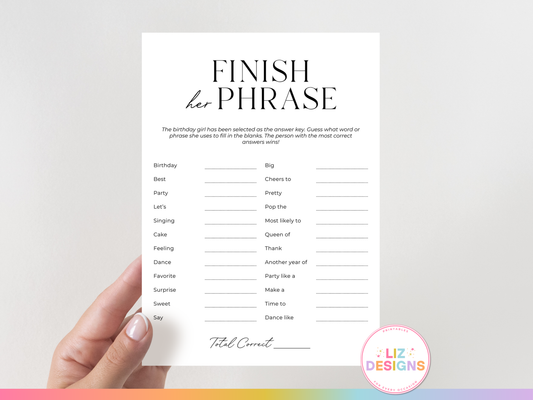 Finish Her Phrase - Birthday Girl Edition