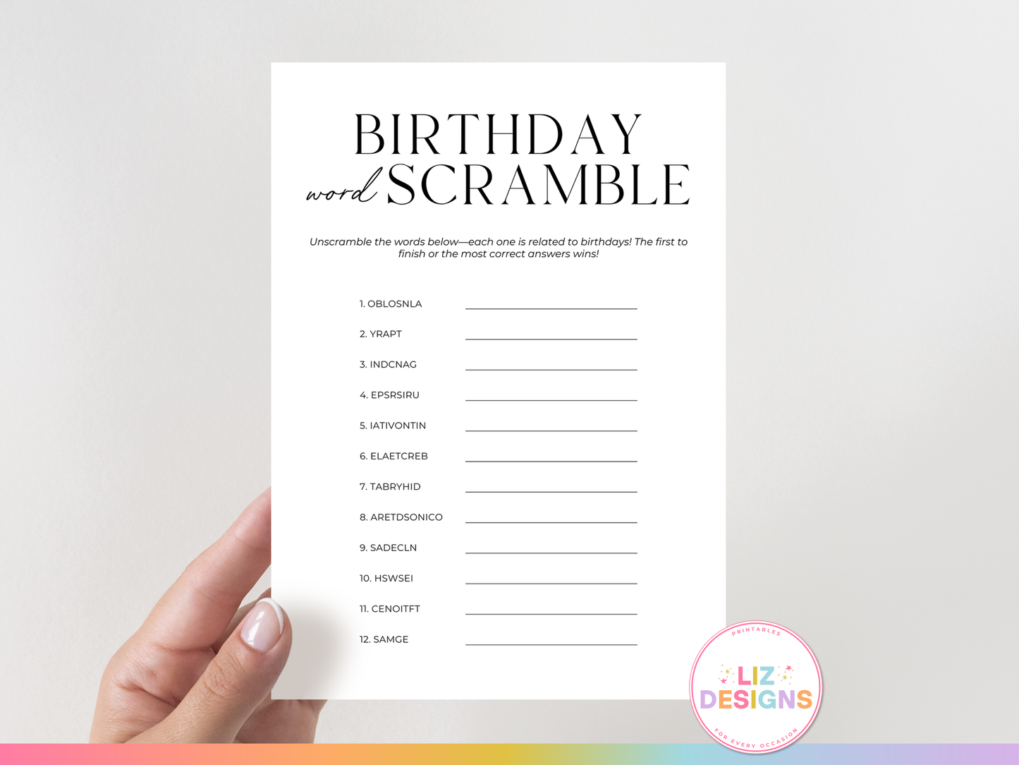 Birthday Word Scramble