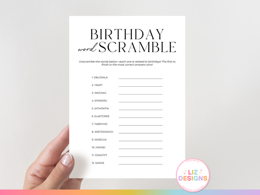 Birthday Word Scramble
