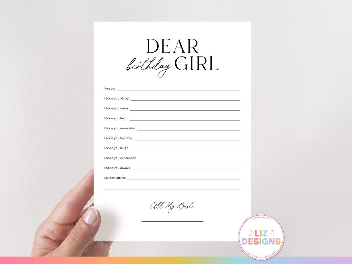 Dear Birthday Girl - Birthday Party Game