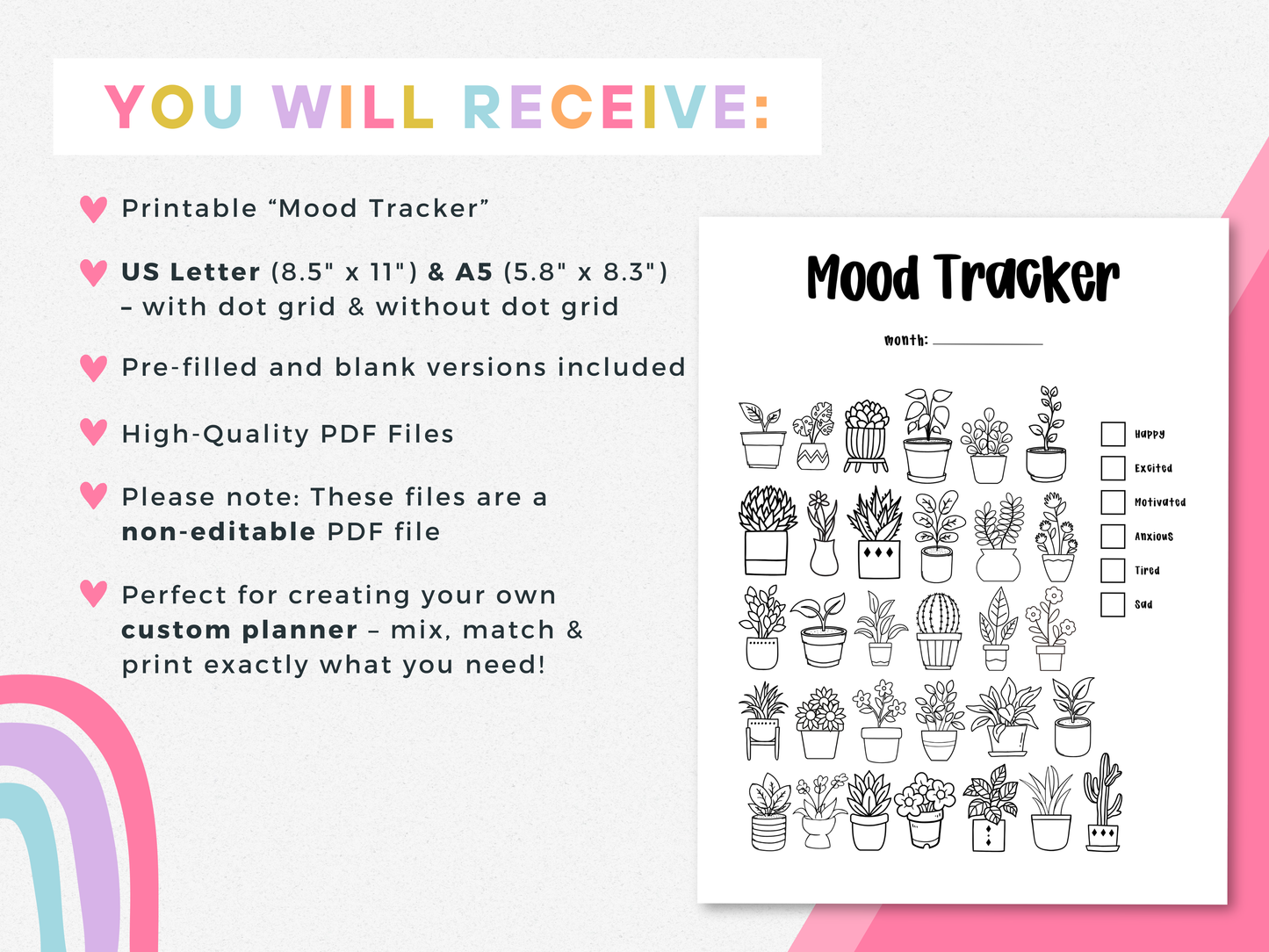 Plants Mood Tracker (Planner Insert)