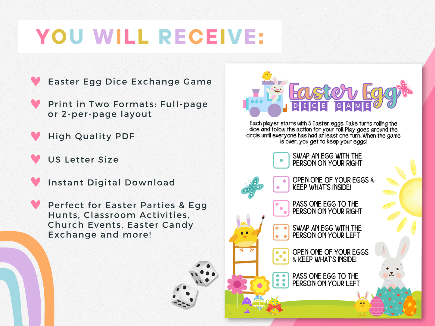 Easter Egg Dice Exchange Game
