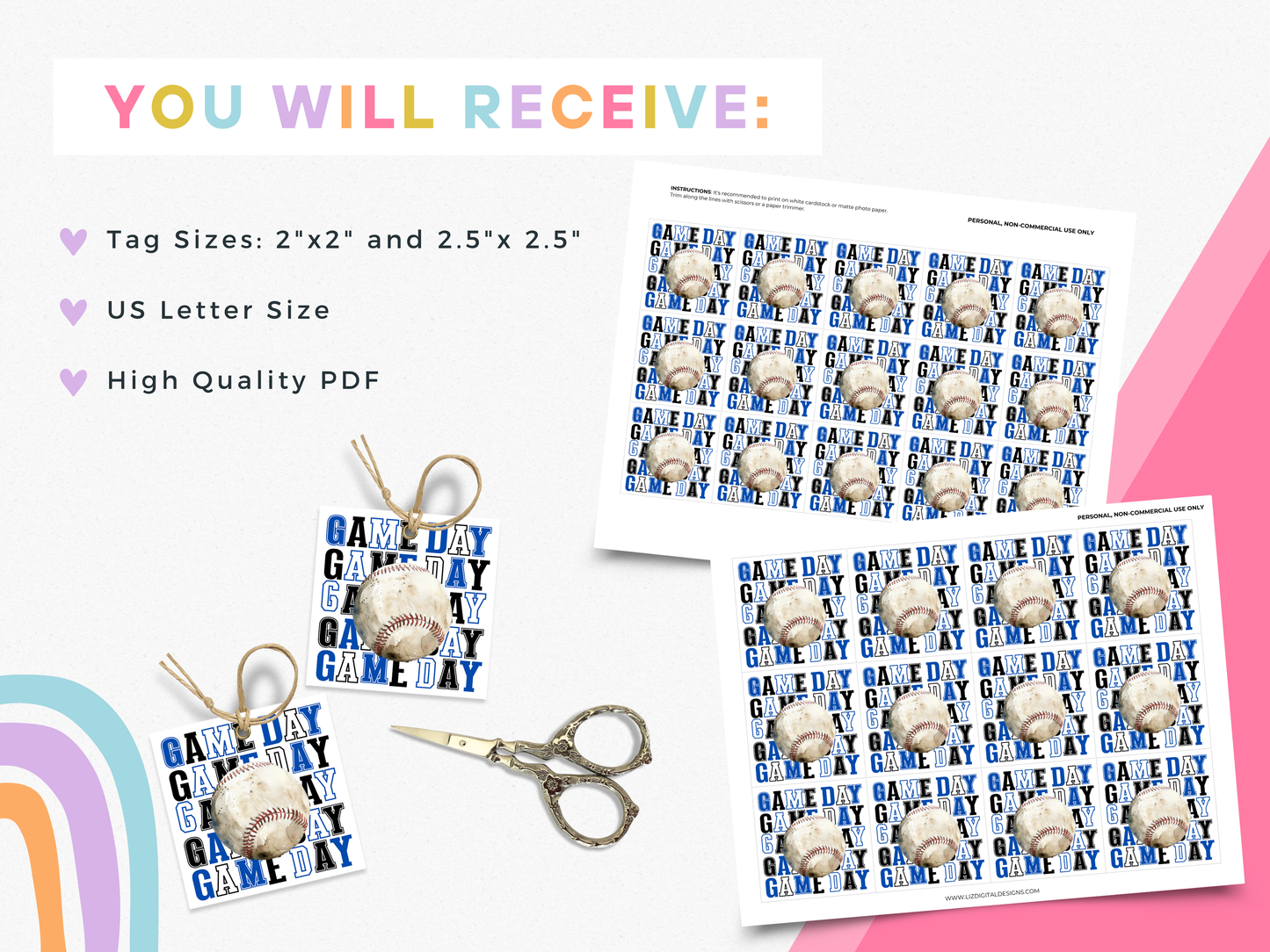 Baseball Game Day Treat Tags