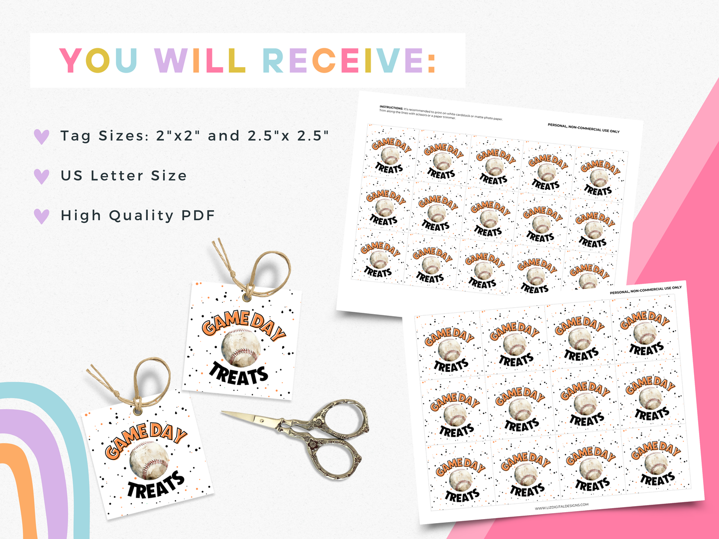 Baseball Game Day Treat Tags
