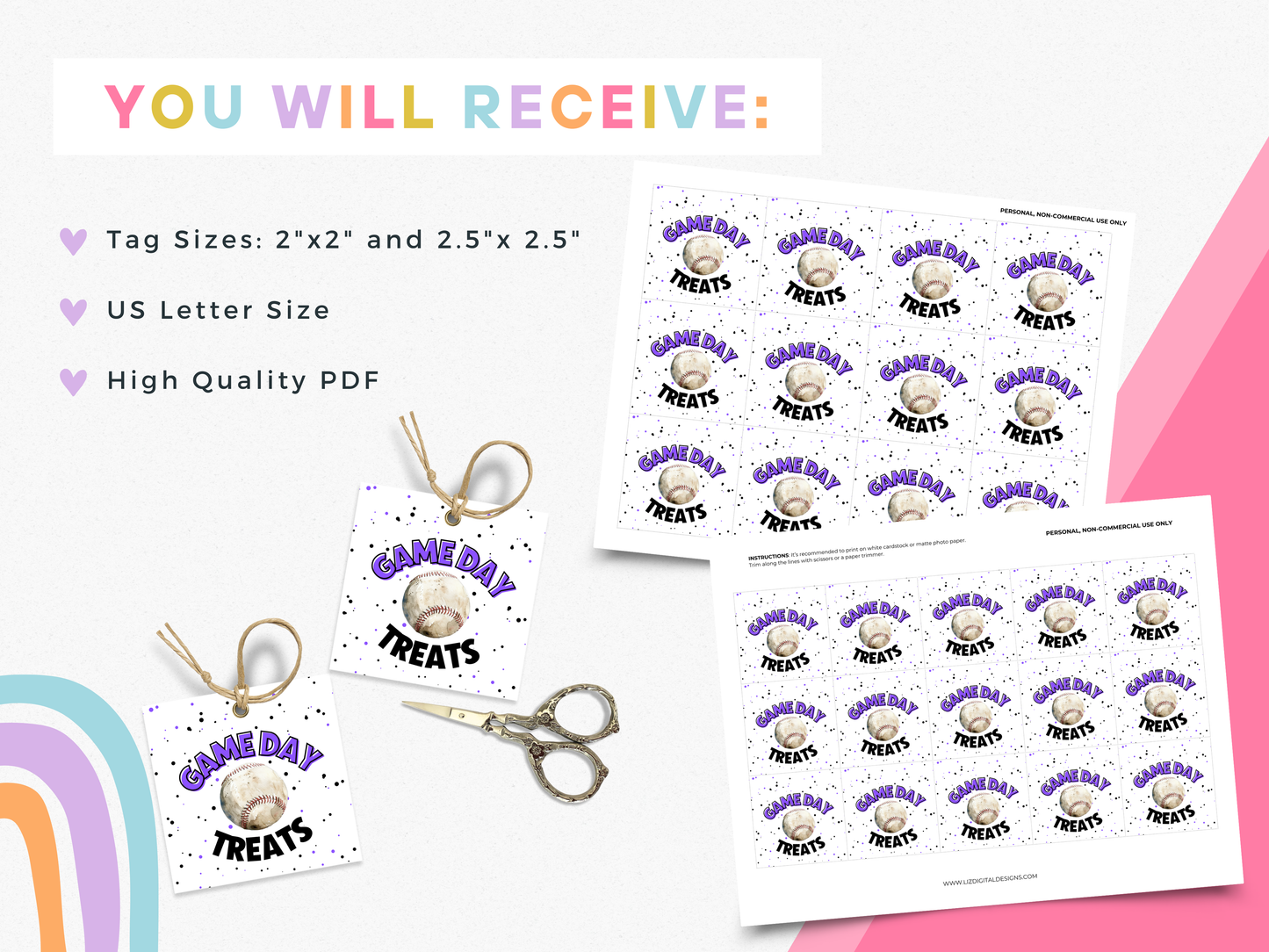 Baseball Game Day Treat Tags