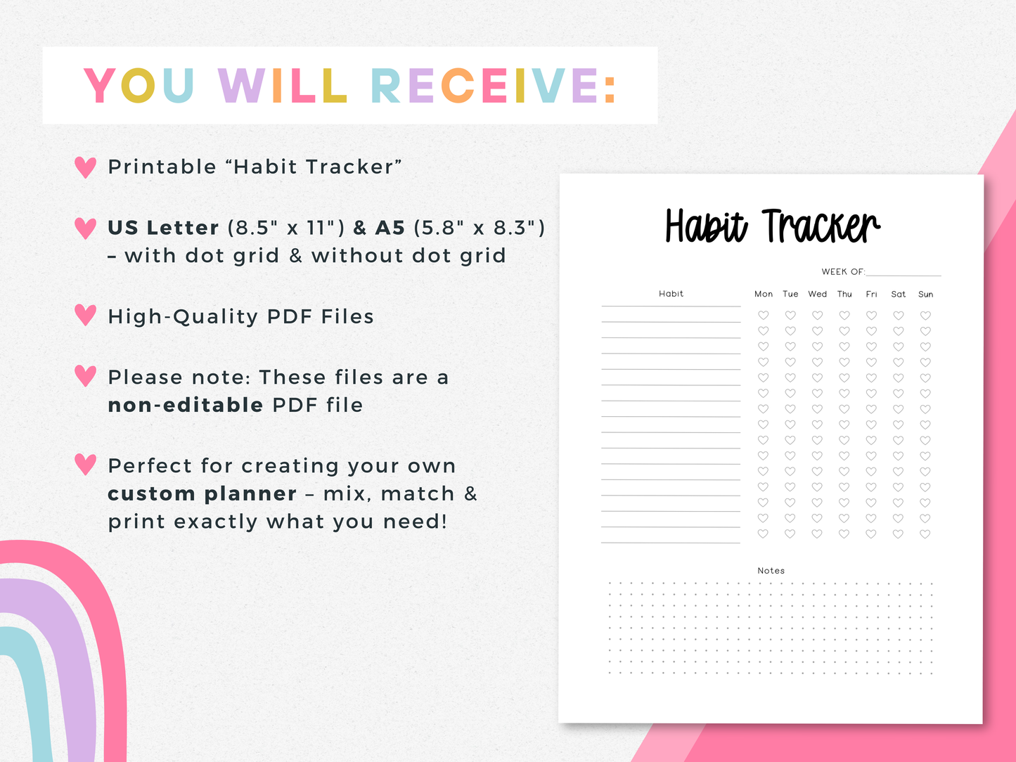 Weekly Habit Tracker (Planner Insert)