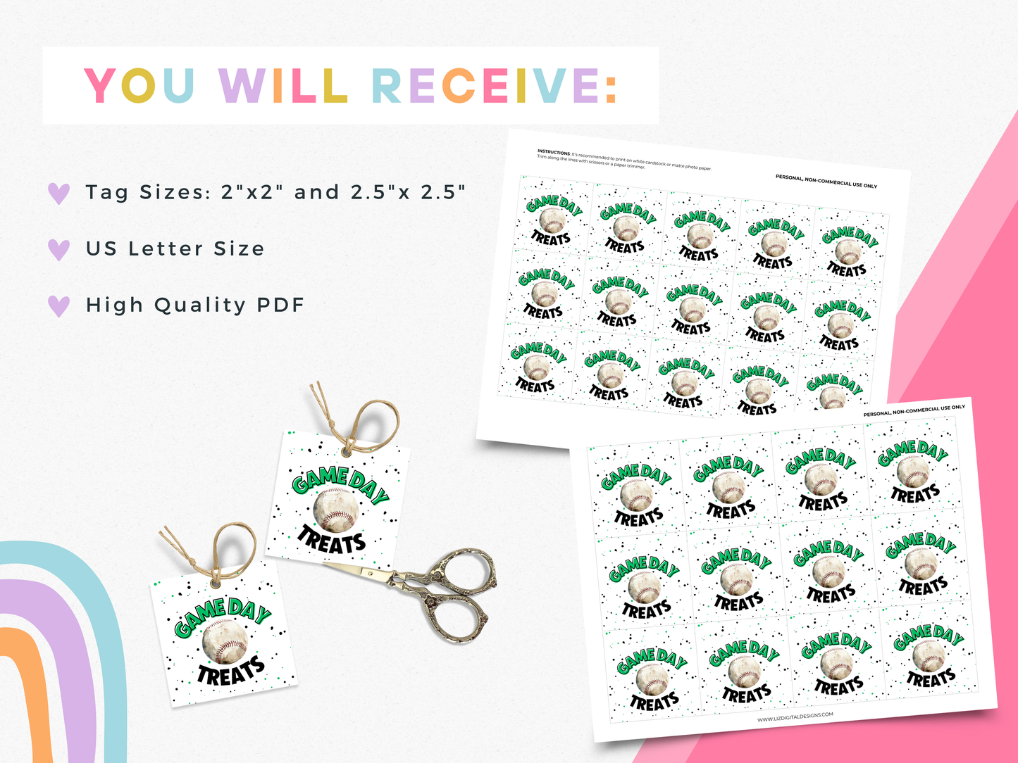 Baseball Game Day Treat Tags