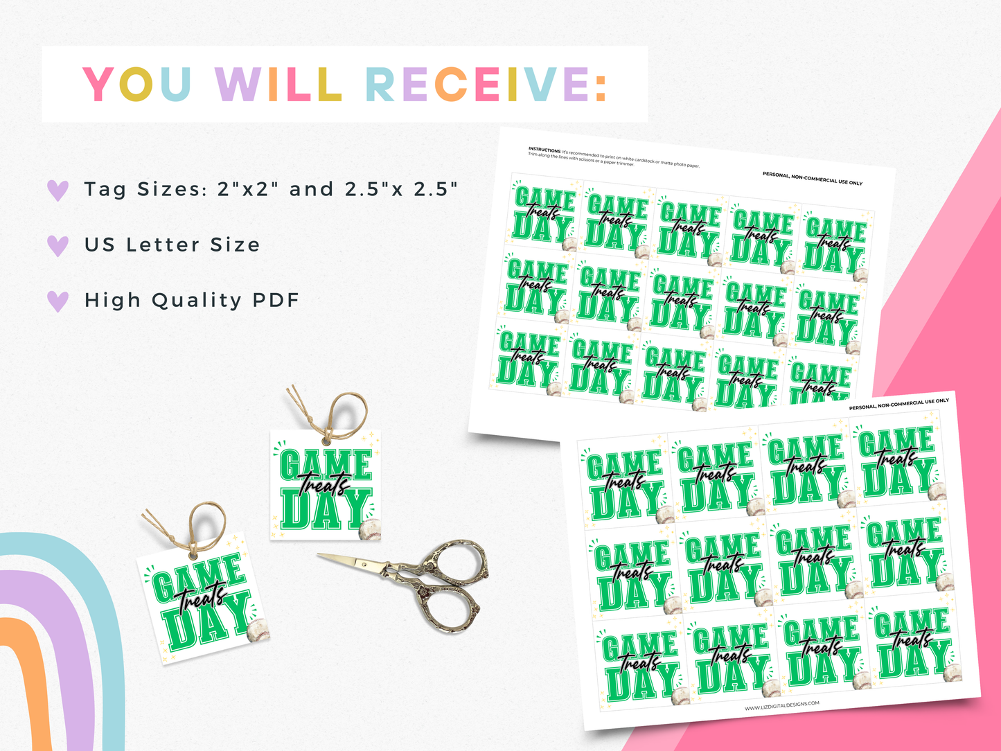 Baseball Game Day Treat Tags