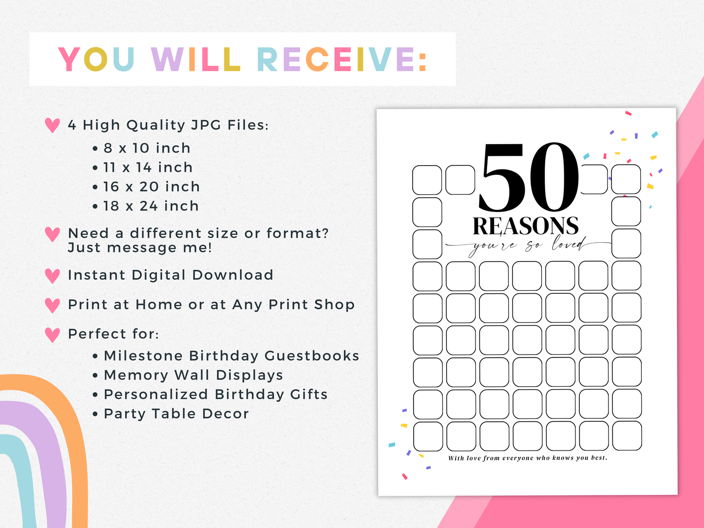 50 Reasons You're So Loved - Birthday Keepsake