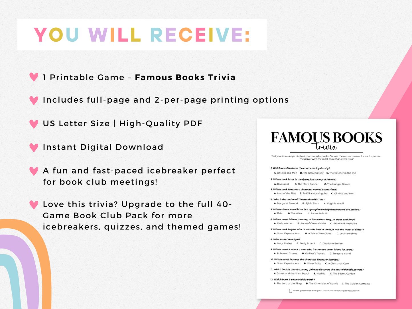 Famous Books Trivia - Book Club Edition