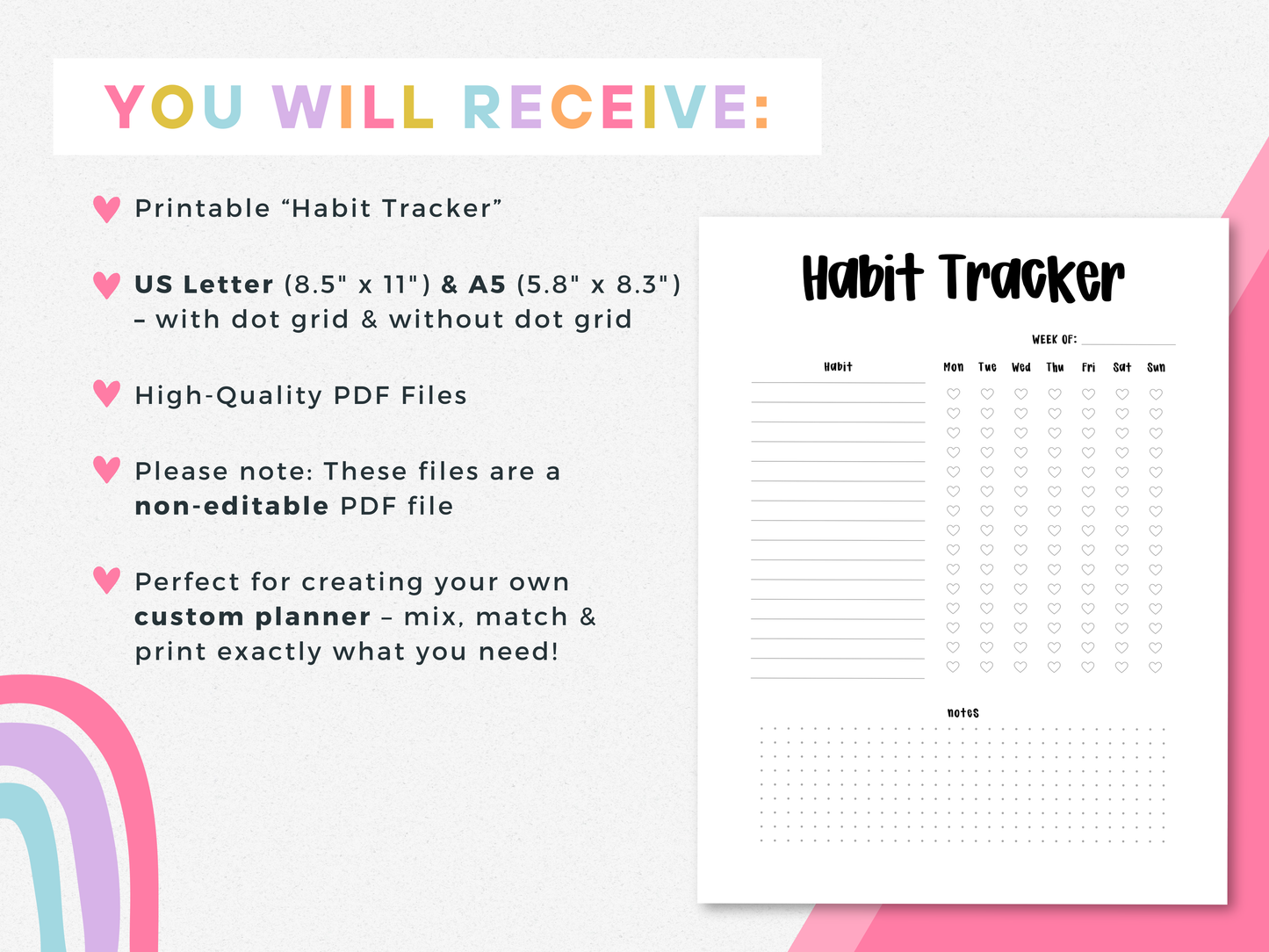 Weekly Habit Tracker (Planner Insert)