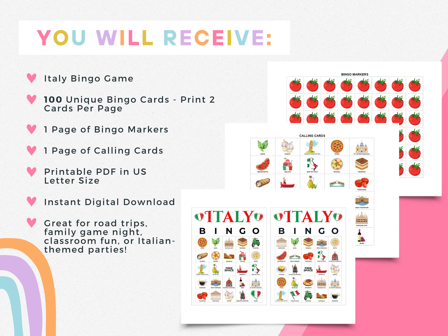 Italy Bingo Cards