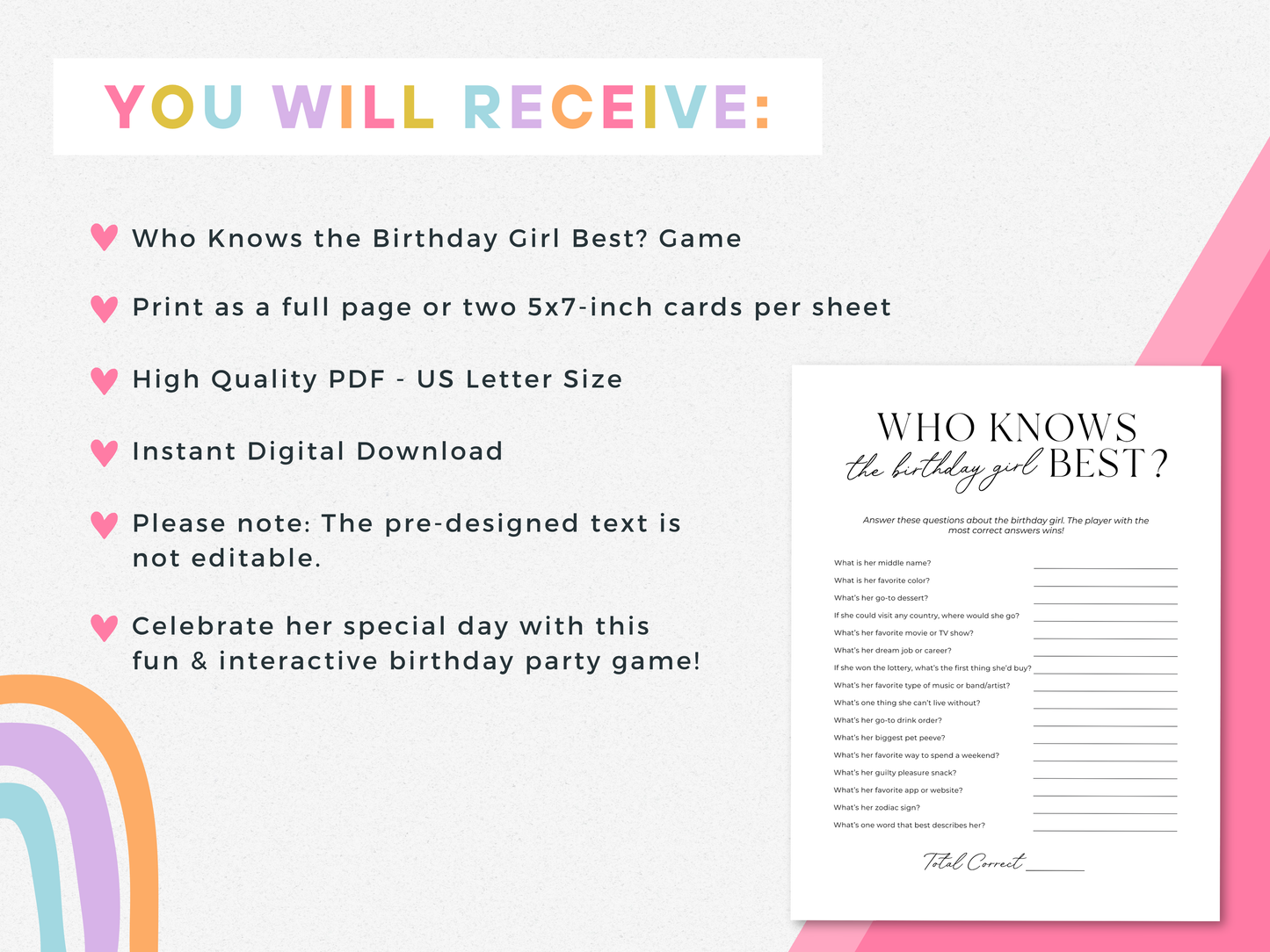 Who Knows the Birthday Girl Best? - Birthday Party Game