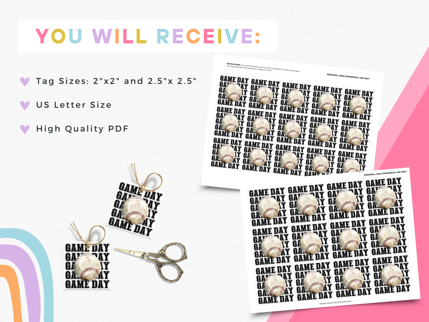 Baseball Game Day Treat Tags
