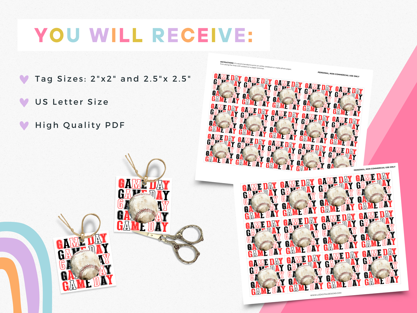 Baseball Game Day Treat Tags
