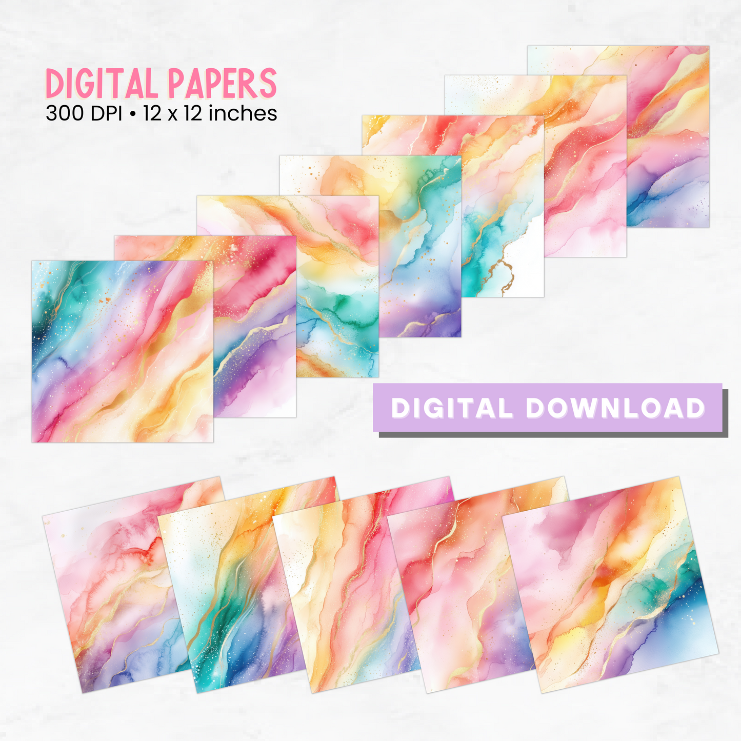Radiant Watercolor Digital Papers