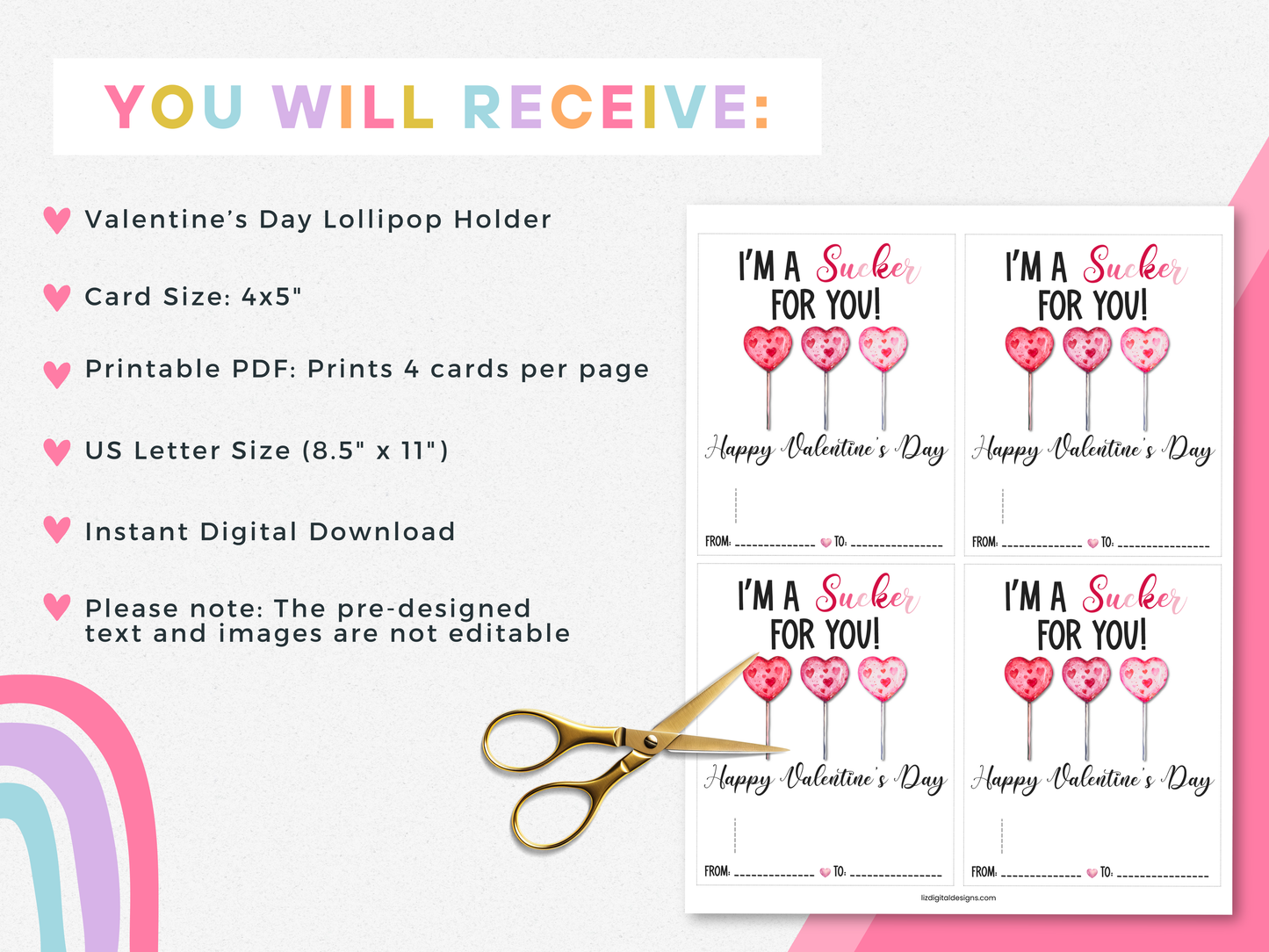 Valentine's Day Lollipop Holder Cards