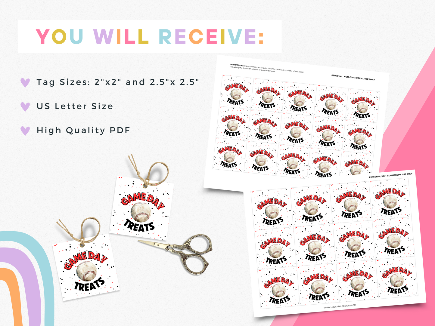 Baseball Game Day Treat Tags
