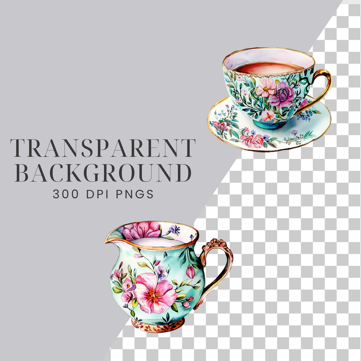Floral Tea Party Clipart Pack