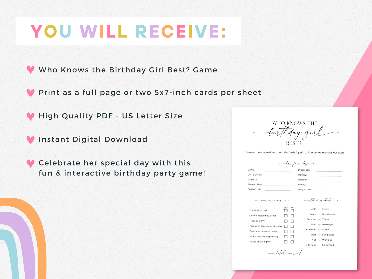 Who Knows the Birthday Girl Best? - Birthday Party Game