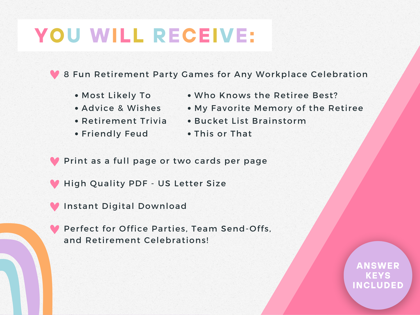 Retirement Party Game Pack (8 Games)