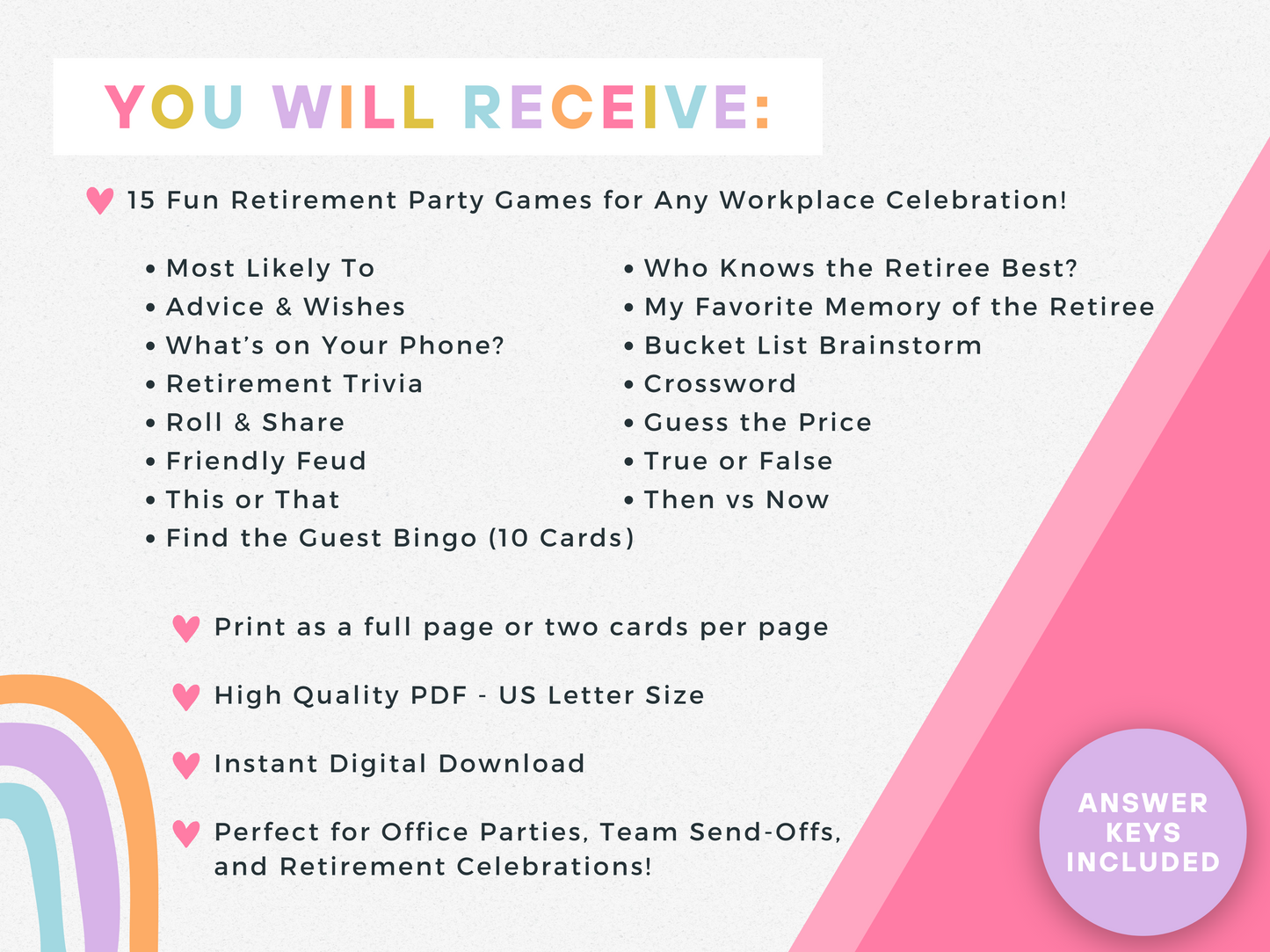 Retirement Party Game Pack (15 Games)