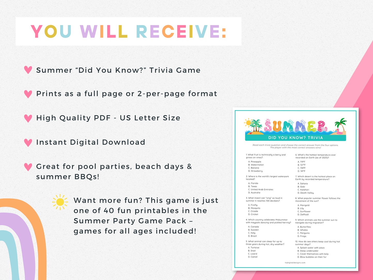 Did You Know? Summer Trivia Game