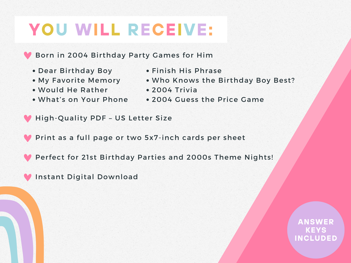 Born in 2004 - Birthday Party Game Pack for Him