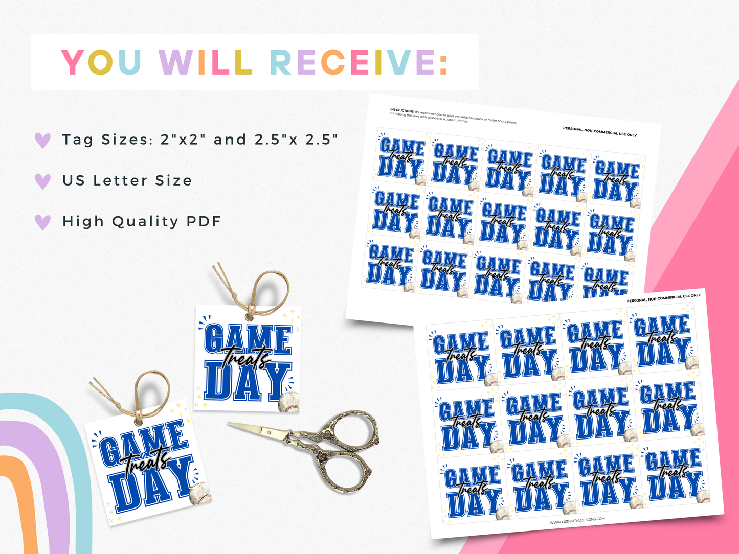Baseball Game Day Treat Tags