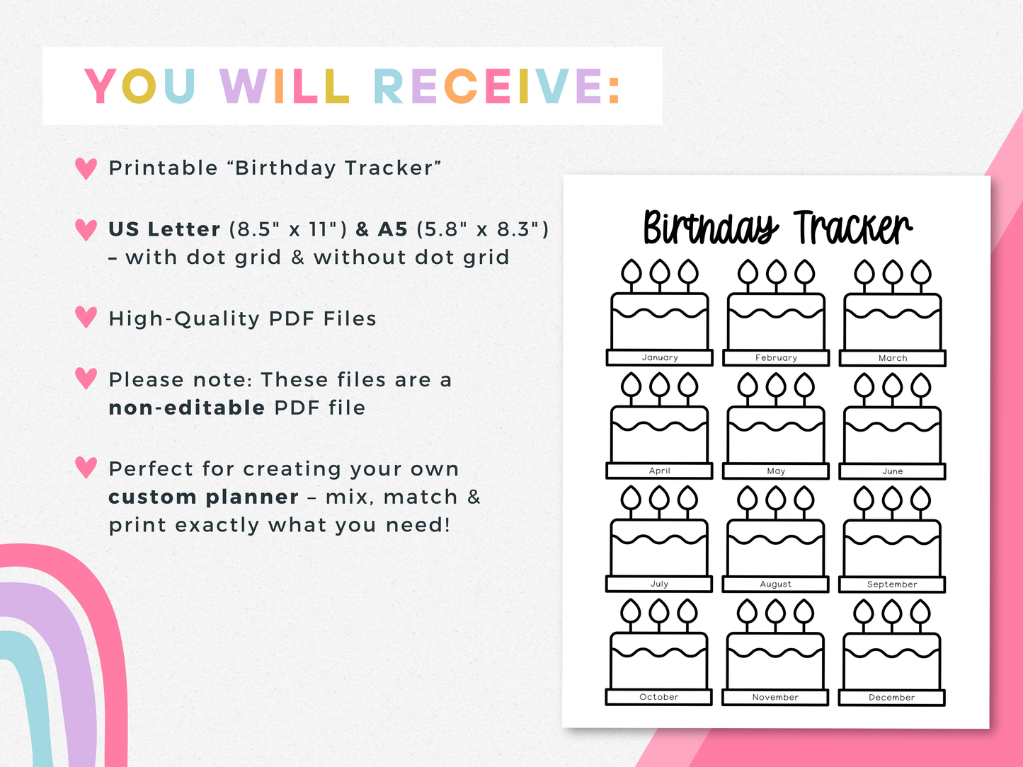 Birthday Tracker (Planner Insert)