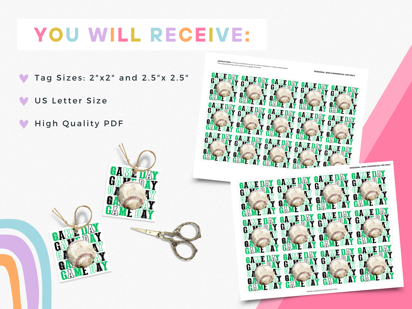 Baseball Game Day Treat Tags